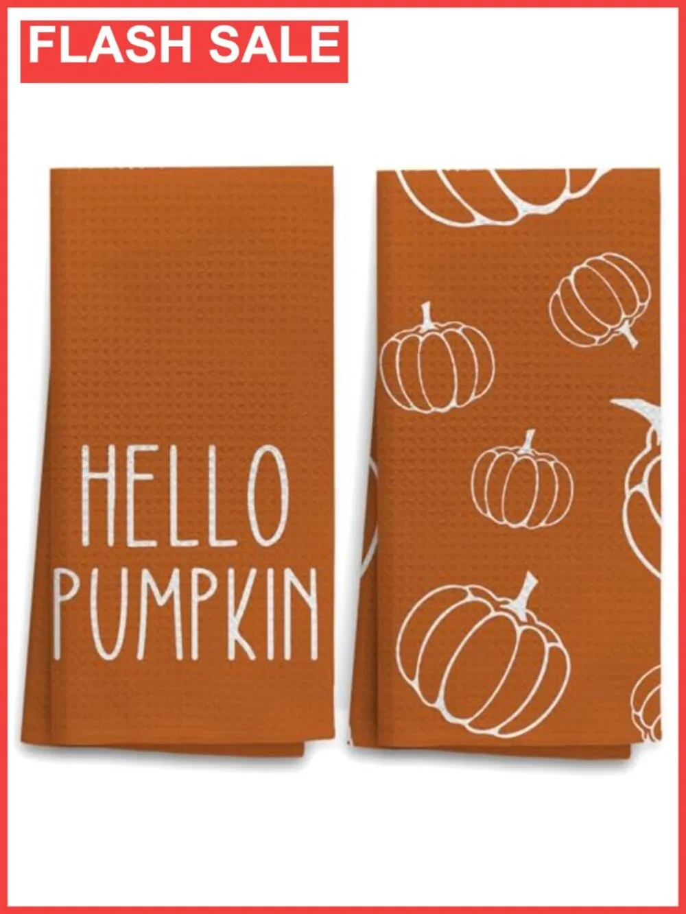 Fall Pumpkin Kitchen Dish Towels Set of 2 Polyester 16x24 Inch Farmhouse